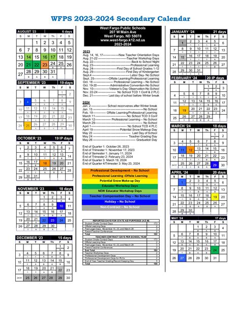 West Fargo District Calendar